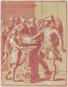 Mucius Scaevola tűzbe teszi a kezét alkotó: Anton Maria Zanetti I after Parmigianino