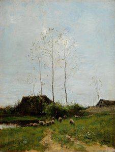 Táj pásztorral és juhokkal (olaj, vászon)