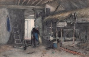 Reggeli házimunka, 1850-90 körül (akvarell, papír) alkotó: Anton Mauve