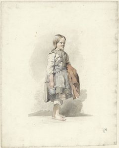 Álló lány kancsóval és köpennyel a hóna alatt alkotó: Anton Mauve