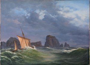 Egy shetlandi halászhajó viharos időben az Orkney-szigetektől északra
