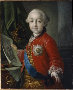 Pavel Petrovics Romanov nagyherceg (1754-1801) gyermekkori portréja. (Pavel Petrovich nagyherceg gyermekkori portréja). Oroszország császára 1796-tól 1801-ig. Anton Pavlovics Losenko (1737-1773) festménye, olaj, vászon