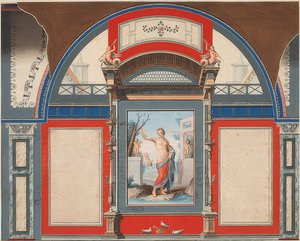 Falfestmény egy római házról a Villa Negroni területén Rómában, Vénusz erotákkal. 1778