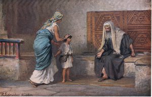 Hannah elhozza Samuelt Elihez, a The John Winston Company által kiadott Hulberts Story of the Bible-ből, 1932