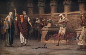 Mózes és Áron a fáraó előtt, a The John Winston Company által kiadott Hulberts Story of the Bible-ből, 1932
