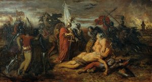 Rudolf von Habsburg Přemysl Ottokar cseh király holttesténél