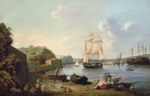 Hajó vitorlás alatt a Port Mahon, Minorca kikötőjében