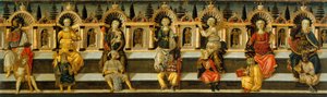 A hét erény - Antonfrancesco (Anton Francesco) Guidi munkája, Scheggia (1441-1476), tempera fán (49,8x159,3 cm), 1467-1469 körül - A hét erény, Antonfrancesco (Anton Francesco) tempera panelen Guidi Scheggiának hívta, körülbelül 1467-1469 - M alkotó: Antonfrancesco dello Scheggia