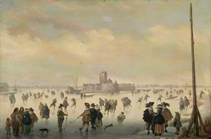 Korcsolyázási jelenet (olaj a panelen) alkotó: Antoni (1594 1641) Verstralen