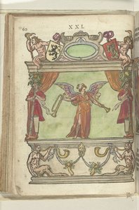 Színpad Faam (Fama) megszemélyesítésével, 1578