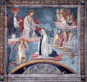 Szent Francesca Romana élete: Egy eksztázis során az isteni Megváltó jobb kezével megfogja Francescát (Fresco