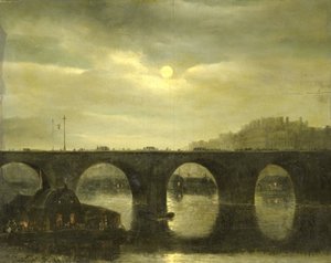 A Szajna egyik hídja, Párizs, a Holdfényben