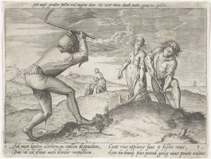 A föld kiegyenlítése Gabonatermesztés (sorozat címe) alkotó: Antonie Wierix (II) (possibly)