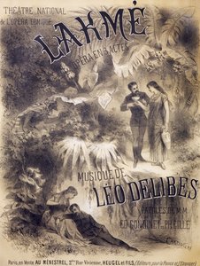 Lakme plakátja, opera Edmond Gondinet és Philippe Gille librettójával, zenéje Leo Delibes, Theatre National de l