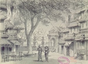 A Lakme című opera II. felvonásának díszletterve, Leo Delibes (1836-91)