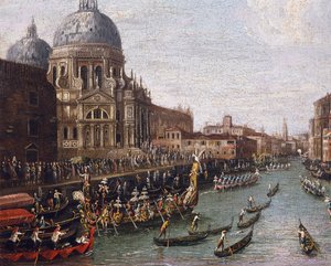 Regatta a velencei Canal Grandén, részlet alkotó: Antonio (school of) Canaletto