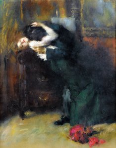 Antonio Ambrogio Alciati (1878-1929) Csókja - Pasztell, papír, 56x44 cm - Magángyűjtemény