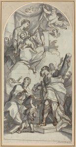 A Madonna és a gyermek a dicsőségben Szent Nagy Gergellyel és Andrással alkotó: Antonio Balestra