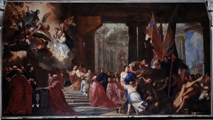 Nicolo Contarini dózsa fogadalma a Boldog Lorenzo Giustinianinak, hogy közbenjár Velence 1630-as pestisjárvány alóli felszabadításáért (Festmény