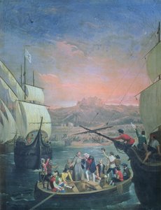A Santa Maria, a Pinta és a Nina indulása Palosról 1492-ben (olaj, vászon)