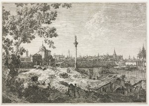 Panoráma egy város a folyón. alkotó: Giovanni Antonio Canal