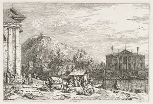 Nézetek: Város a folyón túl, 1735-1746. alkotó: Giovanni Antonio Canal