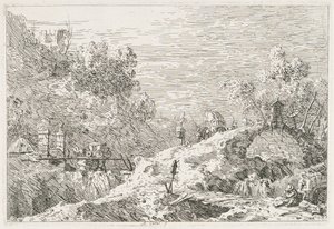 Kilátások: Hegyi táj öt híddal, 1735-1746. alkotó: Giovanni Antonio Canal