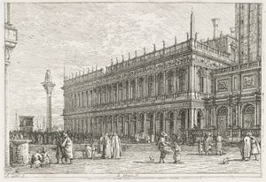 Nézetek: Könyvtár, Velence, 1735-1746. alkotó: Giovanni Antonio Canal