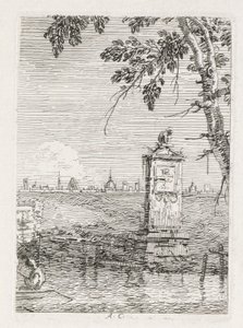 Nézetek: A kis emlékmű a fa alatt, 1735-1746. alkotó: Giovanni Antonio Canal