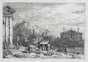 Velence és környéke: Város a folyón túl, 1700-as évek. alkotó: Giovanni Antonio Canal