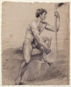 Tanulmány a pódiumon ülő férfi aktról, Antonio Canova (1757-1822), rajz alkotó: Antonio Canova