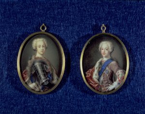 Henrik Benedek Stuart herceg (1725-1807) és Charles Edward Stuart herceg (1720-88), 1734 körül (olaj, elefántcsont) alkotó: Antonio David