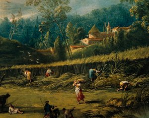 A betakarítás, részlet A nyárból, Antonio Diziani (1737-1797), festmény.