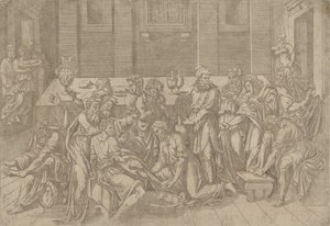 Jézus a tanítványok lábát mosva, 1540-45. alkotó: Antonio Fantuzzi
