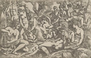 Múzsák a Parnasszus hegy lábánál, 1540-45. alkotó: Antonio Fantuzzi