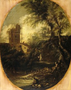 Táj remete, zarándok és parasztasszonnyal alkotó: Antonio Francesco Peruzzini (attributed to)