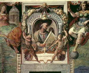 Amerigo Vespucci (1452-1512) a „Sala del Mappamondo”-ból (a Világtérképek csarnoka) (freskó)