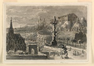Színpadtervezés, Különféle épületek agglomerációja alkotó: Antonio Giuseppe Basoli