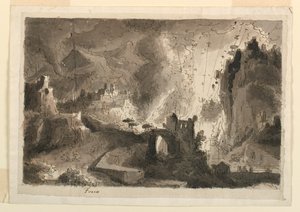 Színpadtervezés, Városégetés alkotó: Antonio Giuseppe Basoli