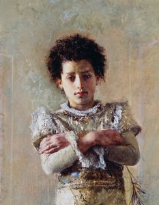 Akrobata, részlet, Antonio Mancini (1852-1930), olaj, vászon, 250,5x111,5 cm alkotó: Antonio Mancini