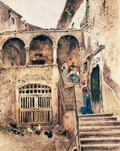 Bérház belső udvara, Antonio Mancini (1852-1930) alkotó: Antonio Mancini