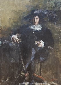 Ülő muskétás, 1920 körüli (olaj, vászon) alkotó: Antonio Mancini