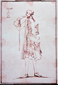 Carlo Broschi portréja, Farinelli (1705-1782) Olasz castrato (castrat) Anton Maria Zanetti (1680-1767) rajzfilmje. 18. század. Magángyűjtemény.