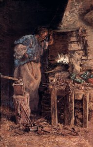 A kovács aranylakodalma (A kovács aranylakodalmakban). Anthony Munoz és Degrain (1841-1924) festménye. Olajfestmény