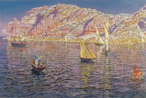 Kilátás a Palma de Mallorcai-öbölre - Munoz Degrain, Antonio (1840-1924) - kb. 1905 - Olaj, vászon - 89x133,5 - Carmen Thyssen Múzeum, Malaga