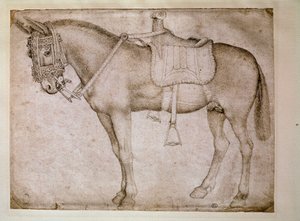 Öszvér hám. Antonio Pisano dit il Pisanello rajza (1380-1455) alkotó: Antonio Pisanello