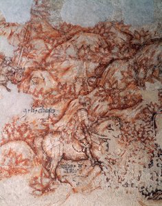 Sinopia (alulfestés), részlet (freskó) alkotó: Antonio Pisanello