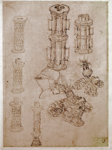Három sisak és két fegyver letört. Antonio di Puccio Pisano dit Pisanello (1395-1455) rajza Barna tus, fekete kő, toll. Mérete: 28,7x20,6 cm. Louvre, rajzoló cég alkotó: Antonio Pisanello