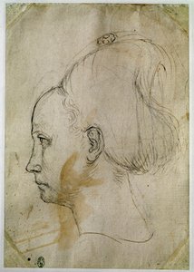 Fiatal nő feje, profilja balra alkotó: Antonio Pisanello
