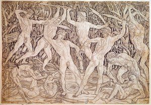 Meztelen férfiak verekednek. Metszette: Antonio Pollaiuolo (Pollaiolo) (1432-1498)